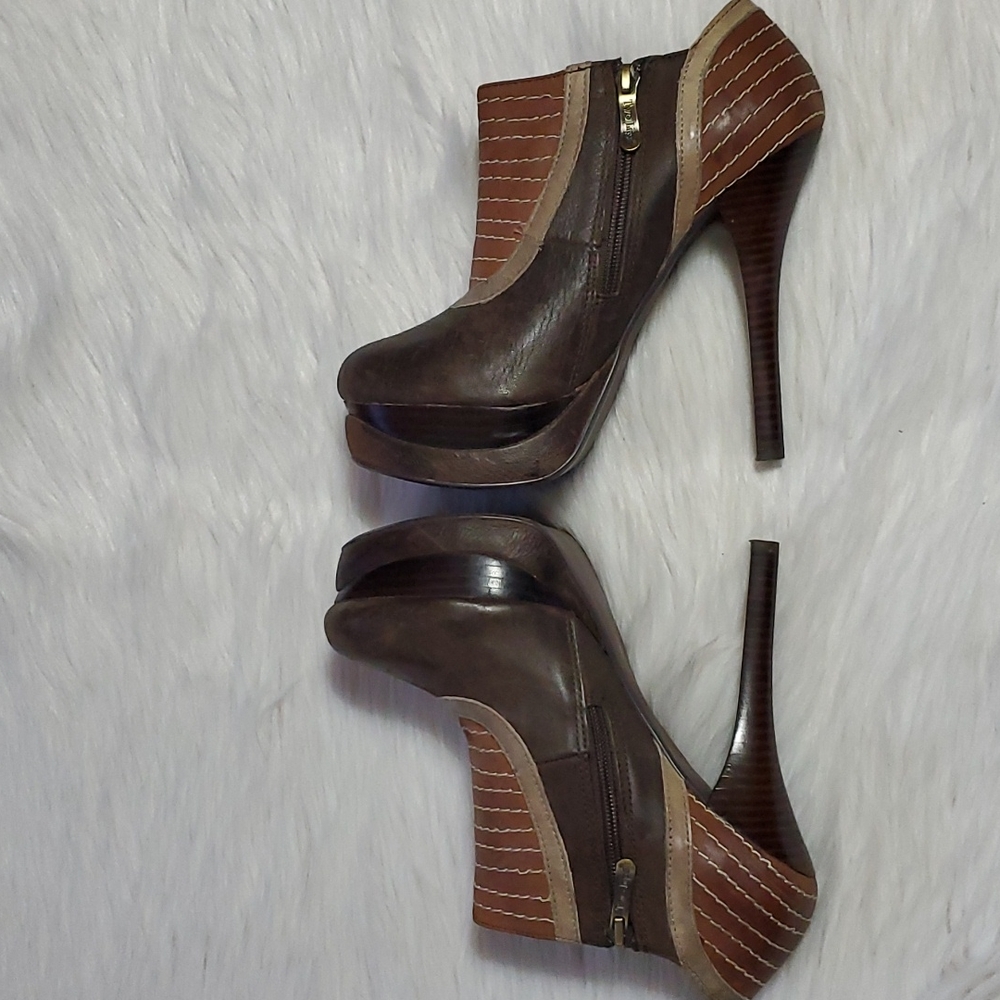 Two Lips Leather Platform Booties - image 4